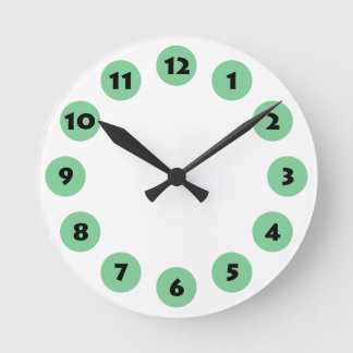 Reloj Redondo Mediano 12 puntos - Negro con verde oscuro sobre blanco