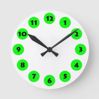 Reloj Redondo Mediano 12 puntos - Negro con verde sobre blanco
