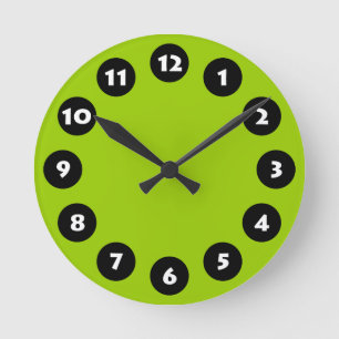 Reloj Redondo Mediano 12 puntos - verde negro, blanco y marciano