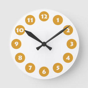 Reloj Redondo Mediano 12 puntos - Whote with Golden on White
