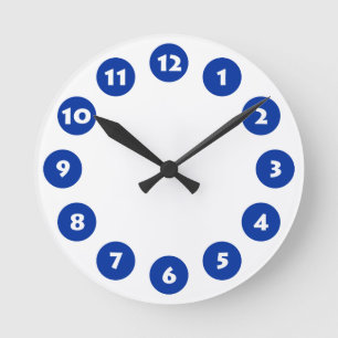 Reloj Redondo Mediano 12 puntos - Whute con azul marino en blanco
