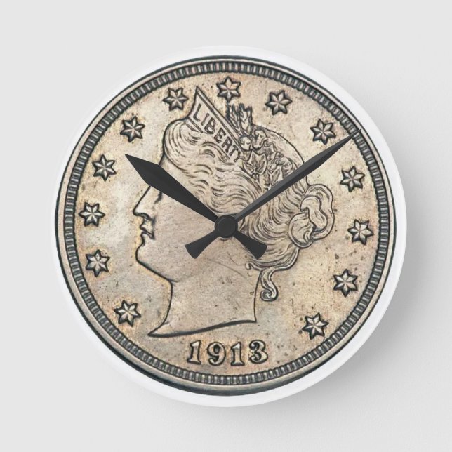 Reloj Redondo Mediano 1913 Jefe de Libertad V Nickel (Anverso)