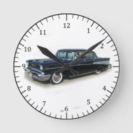 Reloj Redondo Mediano 1957 black 4 door classic car clock