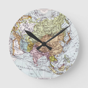 Reloj Redondo Mediano 19th Century Map of Asia