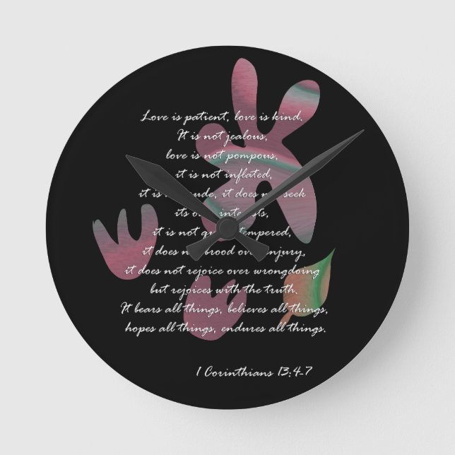 Reloj Redondo Mediano 1 Corintios 13: 4-7 (Anverso)