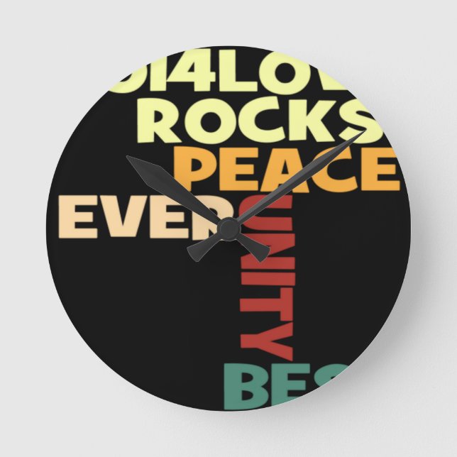 Reloj Redondo Mediano 2014 Love Rocks Peace Art Print (Anverso)