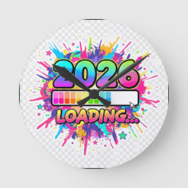 Reloj Redondo Mediano 2026 Loading... Progress Bar Sticker