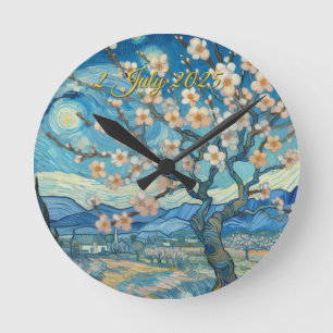 Reloj Redondo Mediano 21 cumpleaños Almond flor crema azul