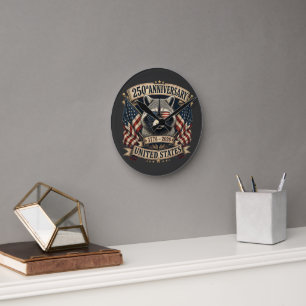 Reloj Redondo Mediano 250º Aniversario USA Mapache Vintage 4 de Julio