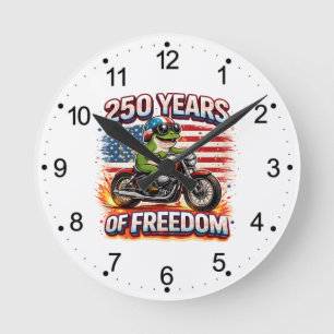 Reloj Redondo Mediano 250 Años De Libertad Rana Motera Patriótica EEUU