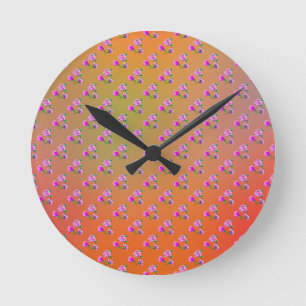 Reloj Redondo Mediano 3 Flores y mariposas, de color arcoiris