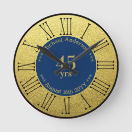Reloj Redondo Mediano 45 años de jubilación o aniversario personalizado