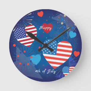 Reloj Redondo Mediano 4 de julio Fiesta Patriótico de la Bandera de los
