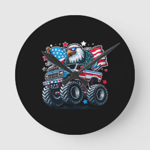 Reloj Redondo Mediano 4 de Julio Patriótico Bandera Americana Águila USA