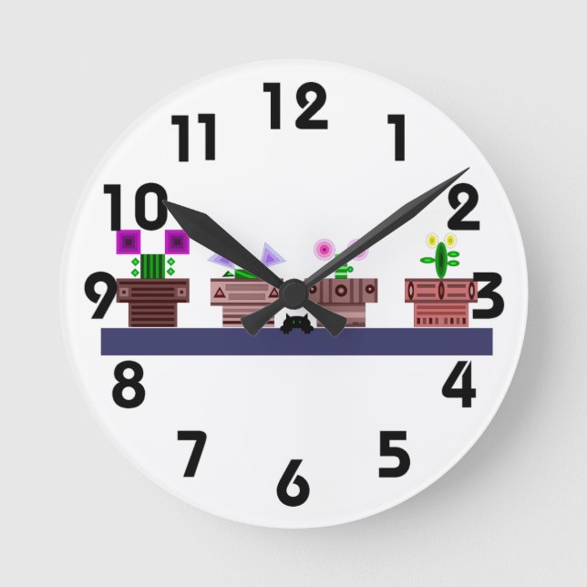 Reloj Redondo Mediano 4 Pots and a Cat Wall Clock (Anverso)