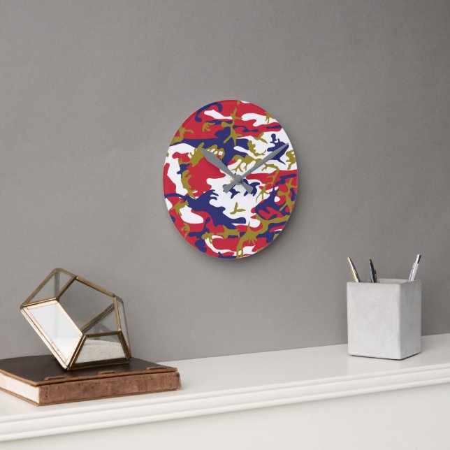 Reloj Redondo Mediano 4th of July, Independence day, Camouflage Gold (Oficina)
