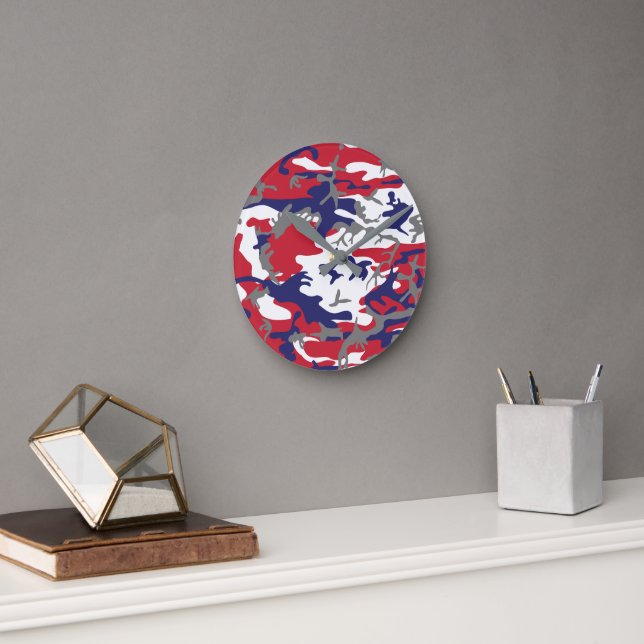 Reloj Redondo Mediano 4th of July, Independence day, Camouflage Gray (Oficina)