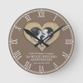 Reloj Redondo Mediano 5º aniversario de bodas de madera regalo personali