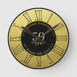 Reloj Redondo Mediano 50 años de jubilación o aniversario personalizado