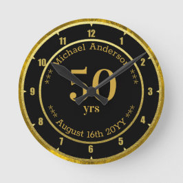 Reloj Redondo Mediano 50 años de jubilación o aniversario personalizado
