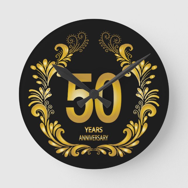 Reloj Redondo Mediano 50 años de Purpurina de oro (Anverso)
