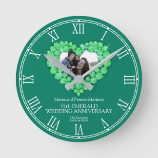 Reloj Redondo Mediano 55.º aniversario boda esmeralda verde