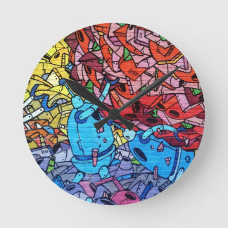 RELOJ REDONDO MEDIANO 569 GRAFFITI GANGSTER COLOURFUL CITY WALL BACKGROU