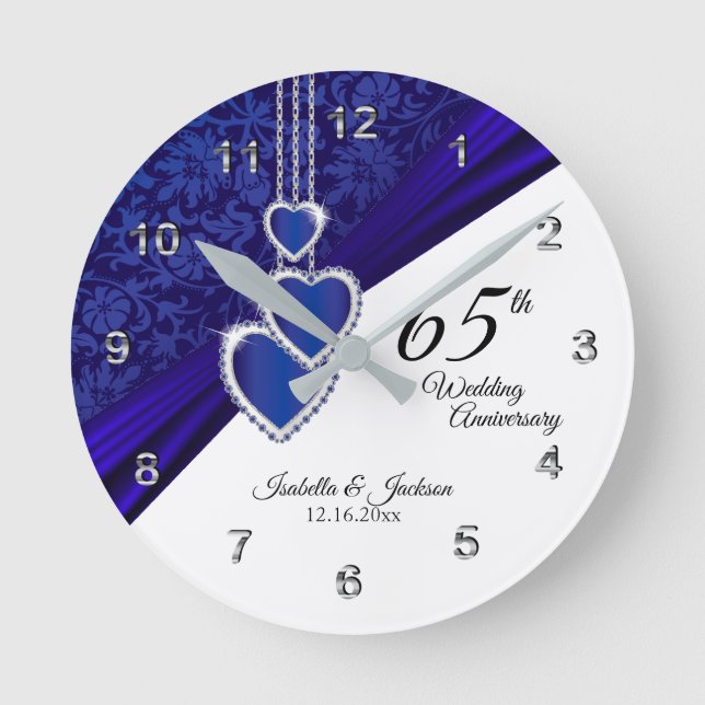 Reloj Redondo Mediano 65/45 Aniversario del Boda de Sapphire Keepsake (Anverso)