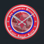 Reloj Redondo Mediano 6th Infantry Division Keepsake<br><div class="desc">Display your pride for the 6th Infantry Division – “Sight Seein' Sixth”! Unique “One Of A Kind” Wall Clock for anyone looking for that Special 6th Infantry Division Veteran! This uniquely designed Custom Designed Clock makes a wonderful gift for your Favorite 6th Infantry Division! The 6th Infantry Division is a...</div>