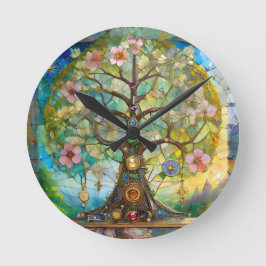 Reloj Redondo Mediano 7 Chakra Blossoming Tree Of Life