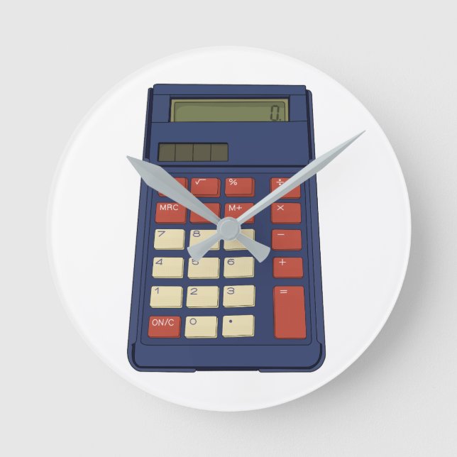 Reloj Redondo Mediano 80's 90's Calculator Math School Nostalgia (Anverso)