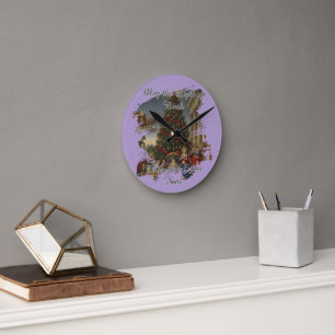 Reloj Redondo Mediano 8" Acrylic Nativity Santa Christmas Clock