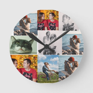 Reloj Redondo Mediano 9 fotos personalizadas Collage