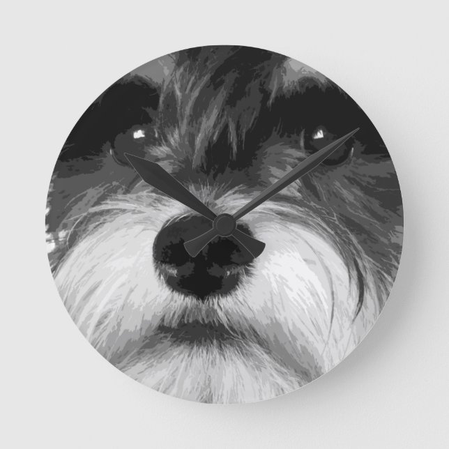 Reloj Redondo Mediano A black and white Miniature Schnauzer (Anverso)
