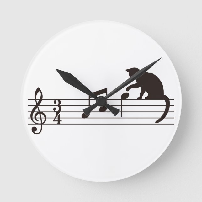 Reloj Redondo Mediano A Cat Toying with Notes (Anverso)