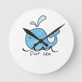 Reloj Redondo Mediano A FRIENDLY WHALE IN HIS SEA  Round Clock