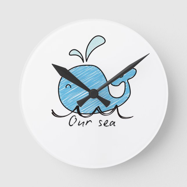 Reloj Redondo Mediano A FRIENDLY WHALE IN HIS SEA  Round Clock (Anverso)