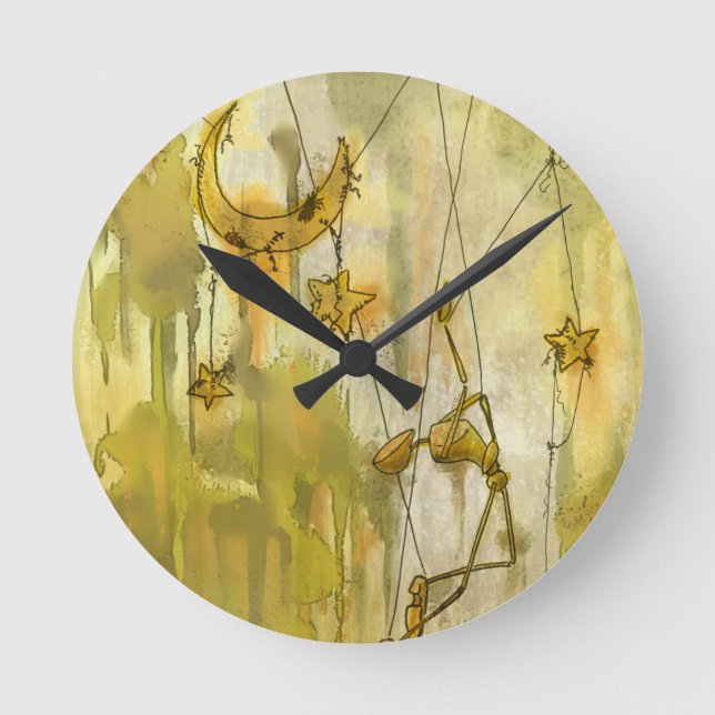Reloj Redondo Mediano A Puppet's Dream of Moon and Stars on String (Anverso)