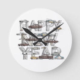 Reloj Redondo Mediano a smart happy new year design for cars lovers 
