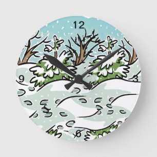 Reloj Redondo Mediano A Snowy Forest -