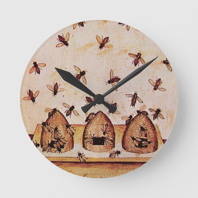 RELOJ REDONDO MEDIANO ABEJA DE LA MIEL, APICULTOR (Anverso)