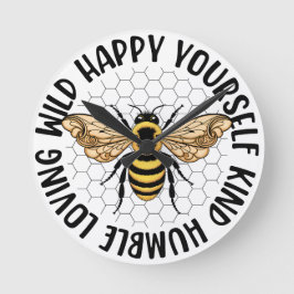 Reloj Redondo Mediano Abeja, feliz, amando a las abejas