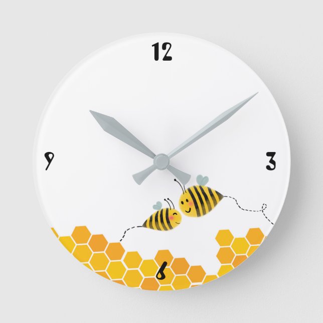Reloj Redondo Mediano ¡Abeja feliz todo el día! (Anverso)