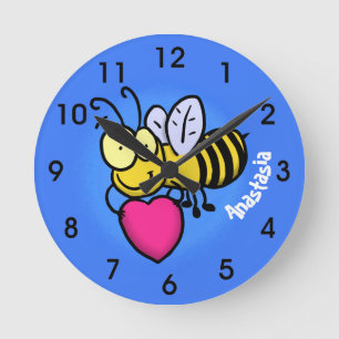 Reloj Redondo Mediano Abeja graciosa y linda con ilustracion personaliza