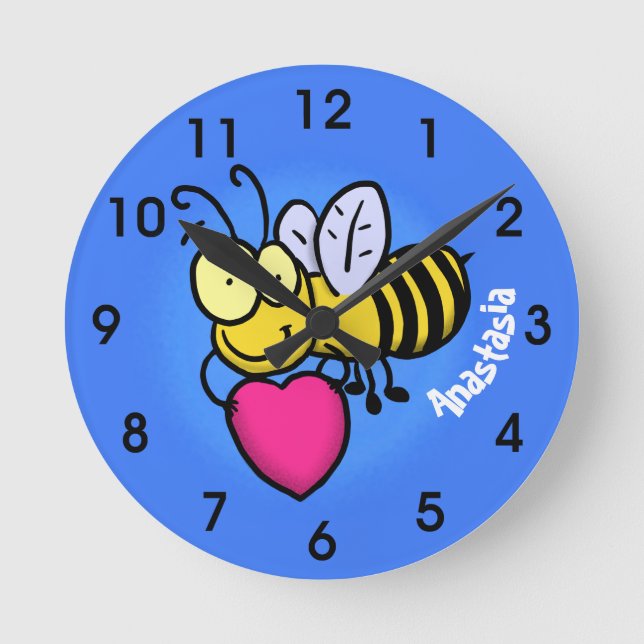 Reloj Redondo Mediano Abeja graciosa y linda con ilustracion personaliza (Anverso)