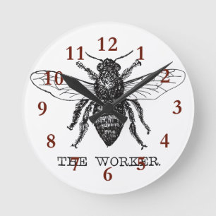 Reloj Redondo Mediano Abeja Obrera Miel Abejorro Negro