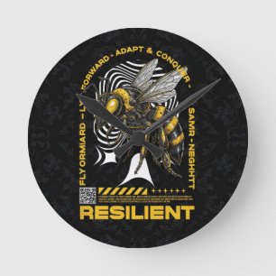 Reloj Redondo Mediano Abeja Resiliente – Diseño de Positividad de Abeja