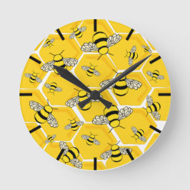 Reloj Redondo Mediano Abejas de miel en Cute de Honeycomb