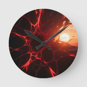 Reloj Redondo Mediano Abismo del Atardecer de Venas Rojas