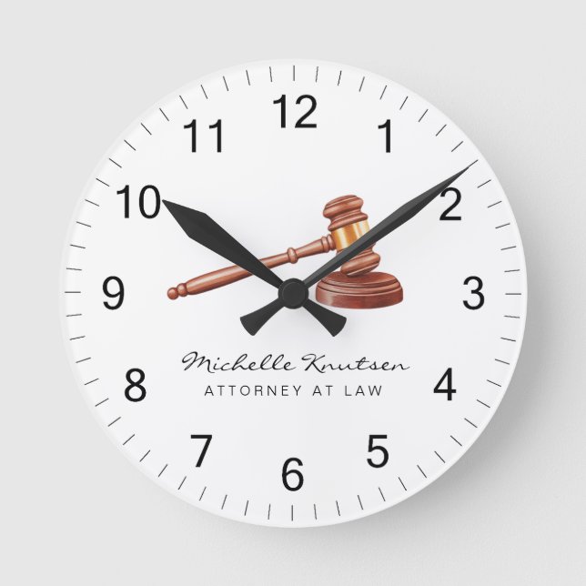 Reloj Redondo Mediano Abogado profesional de lujo Blanco (Anverso)